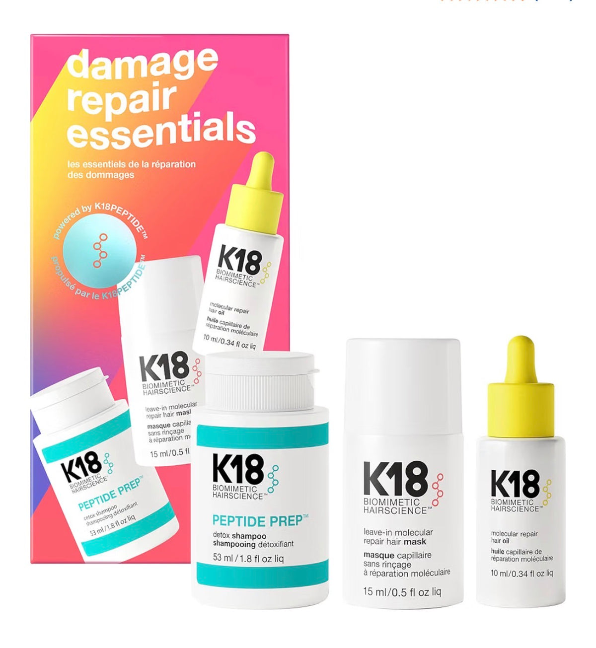 K18 Damage Repair haircare product lineup