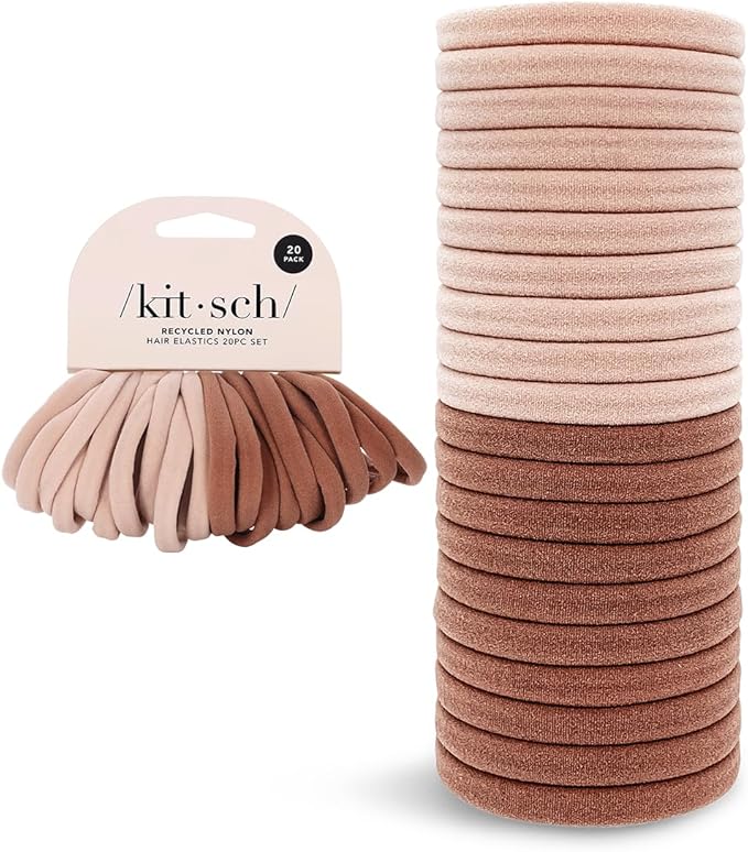 No-Damage Elastic Hair Ties - Blush | 20pc Set for All Hair Types