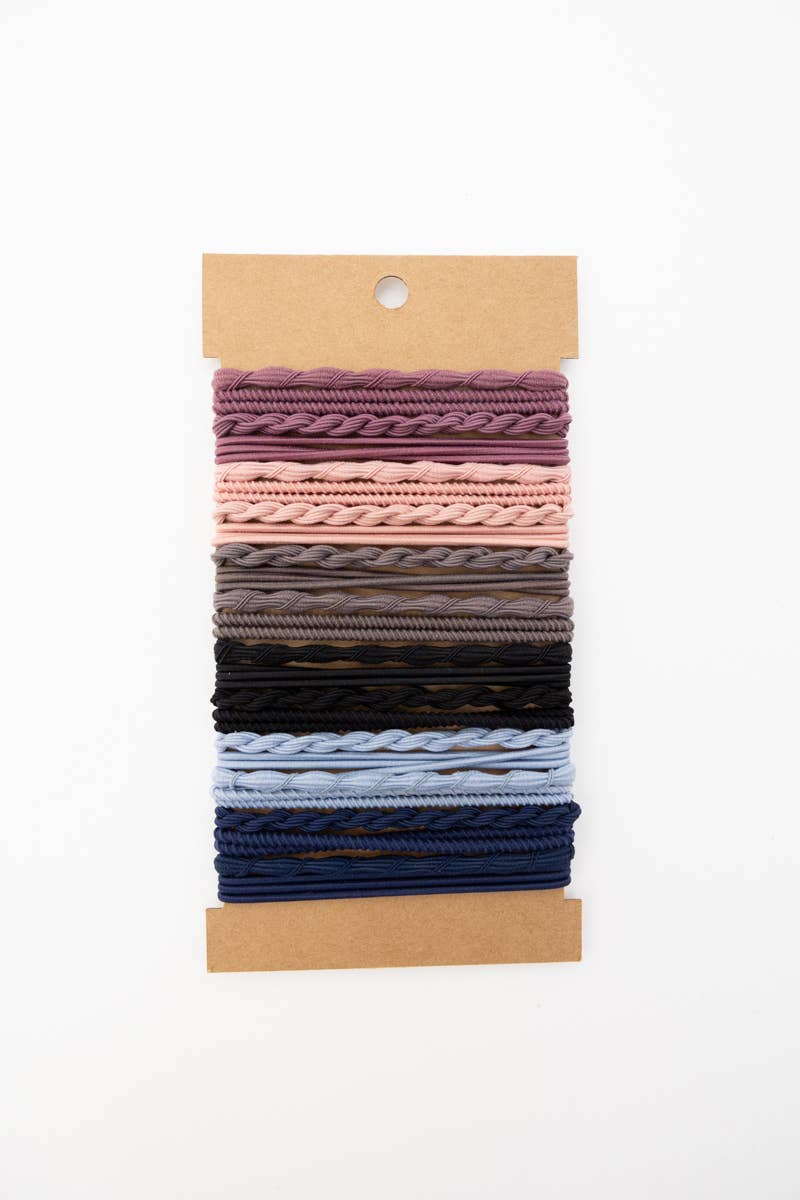 Solid Hues Twisted Stackable Hair Tie Bracelet Set | Multi-Colored