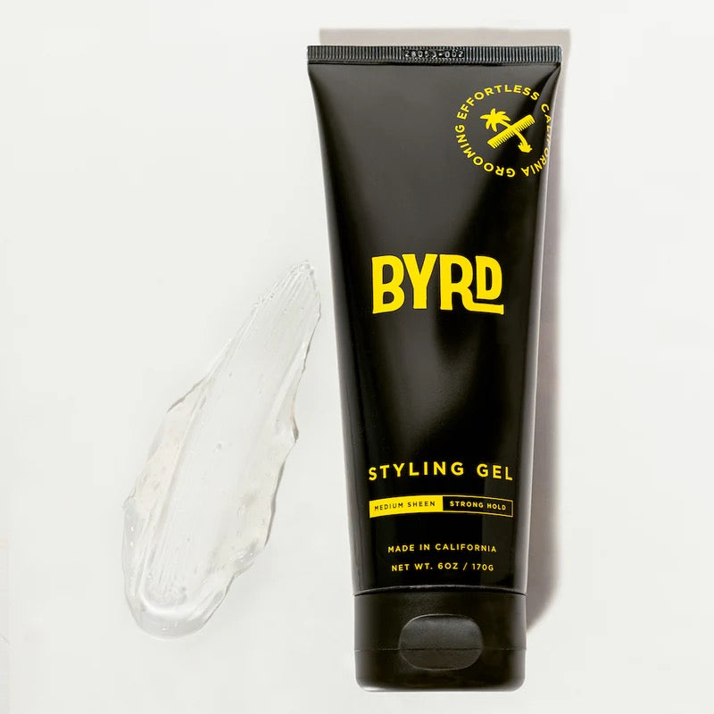 BYRD styling gel tube with clear gel on a white background
