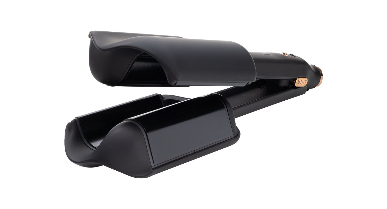 Black hair straightener on a white background