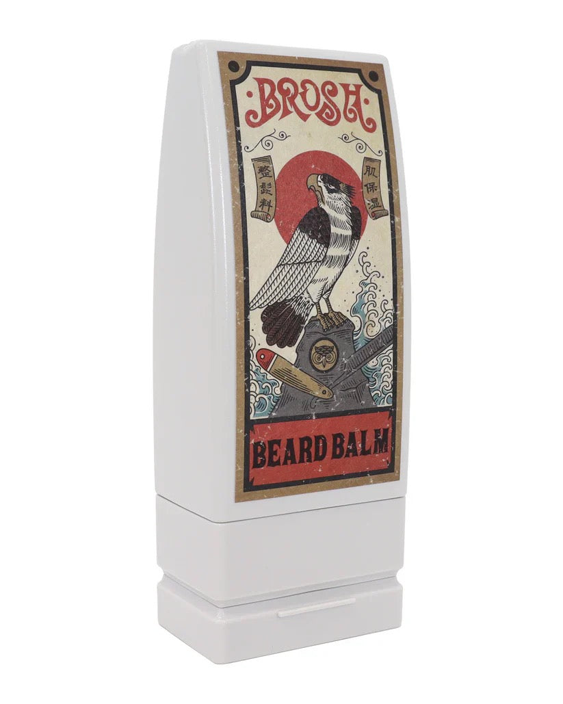 BROSH Beard Balm for softening dry coarse beards and adding natural shine in Canada side view 