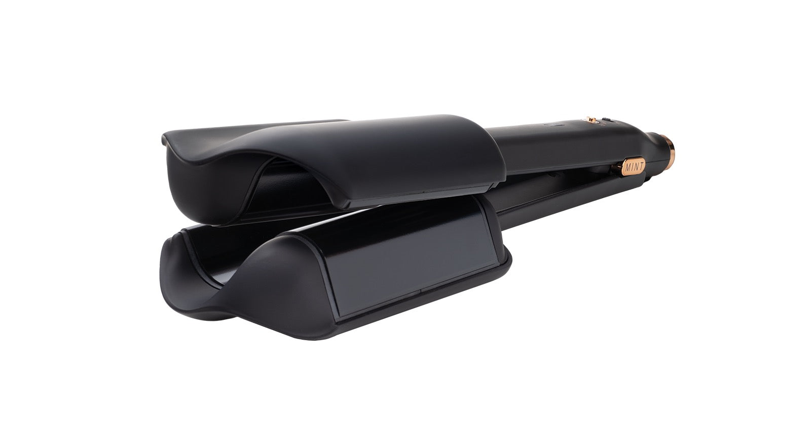 Black hair straightener on a white background