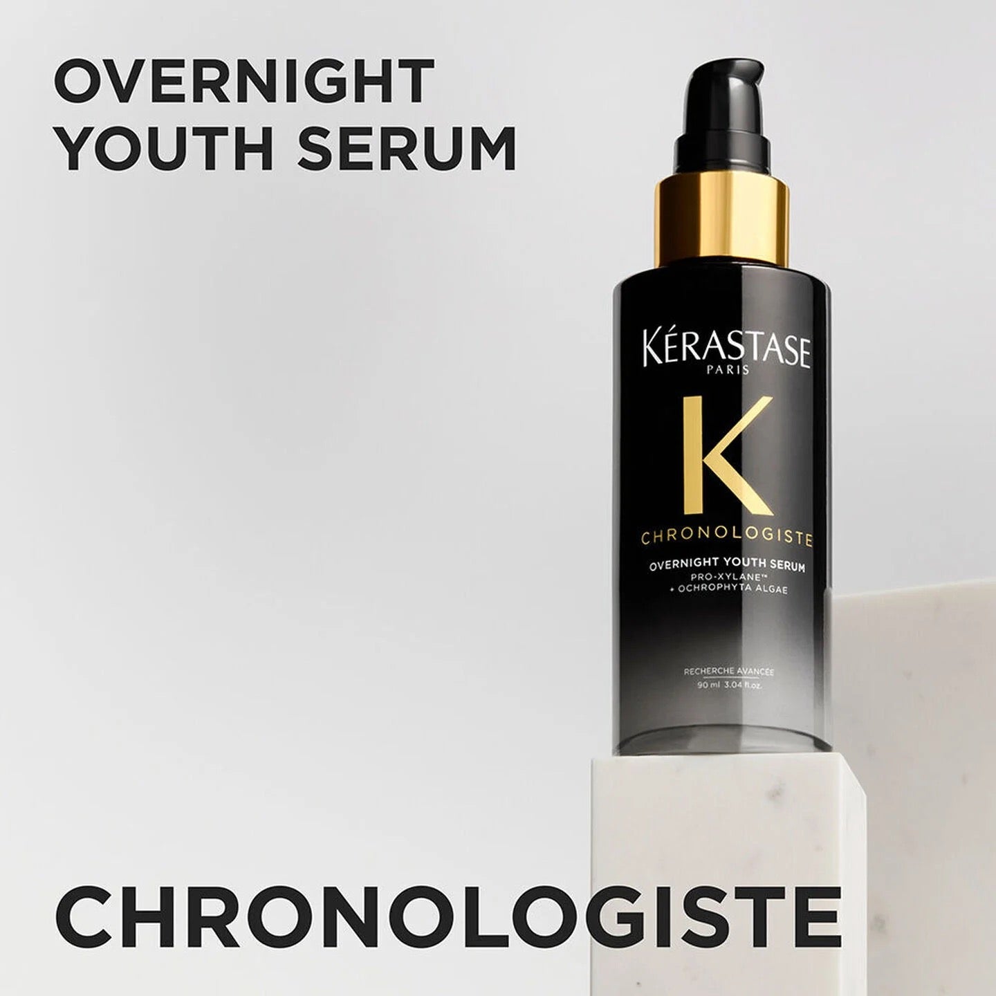 Kérastase Chronologiserte Overnight Youth Serum bottle on a light gray background