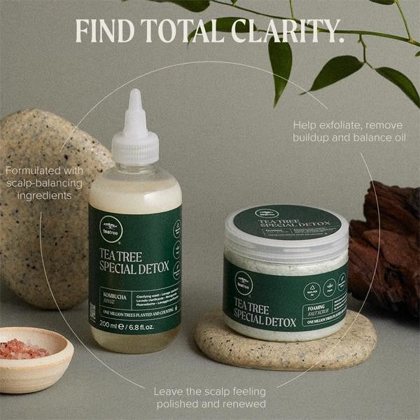 Paul Mitchell Tea Tree Special Detox Foaming Salt Scrub for scalp buildup flakes and excess oil in Canada benifits
