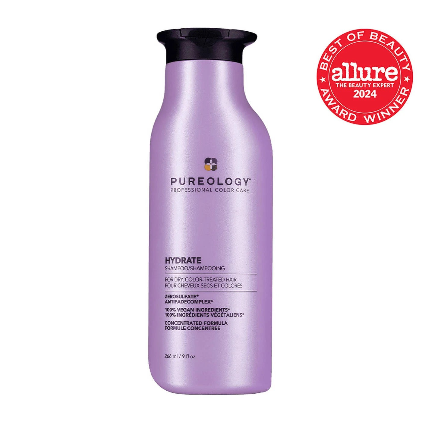 Pureology Hydrate Shampoo bottle for dry colour-treated hair and sulfate-free moisturizing haircare