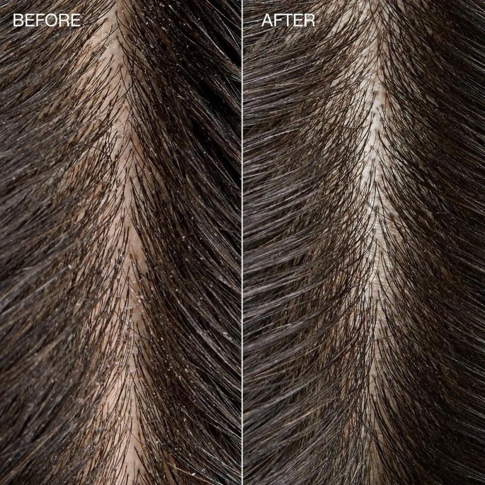 Close-up of horse hair before and after a treatment, showing a cleaner appearance.