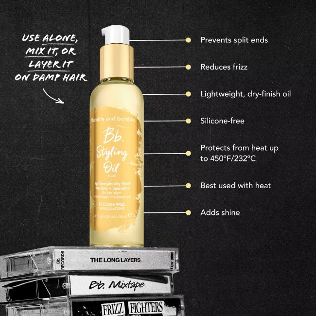 Bumble and bumble Styling Oil lightweight hair oil with heat protectant for frizz and shine in Canada at Curious Salons 