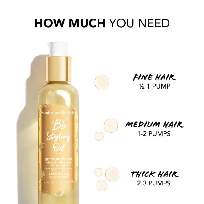 Bottle of Rumble Bumble and bumble Styling Oil lightweight hair oil with heat protectant for frizz and shine in Canada