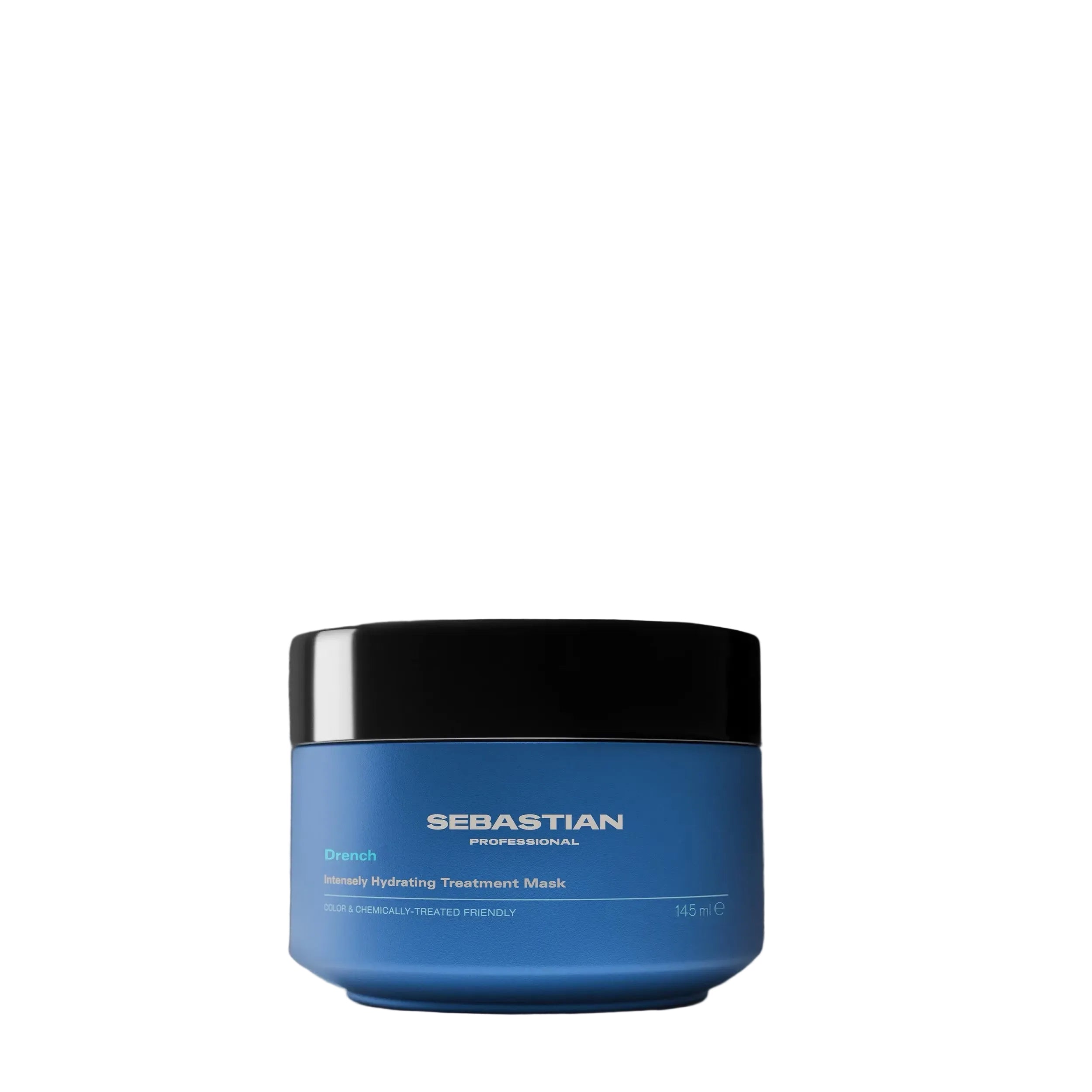 Blue jar of Sebastian professional hair mask on a gray background