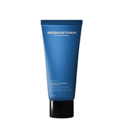 Blue tube of Sebastian Professional product on a gray background