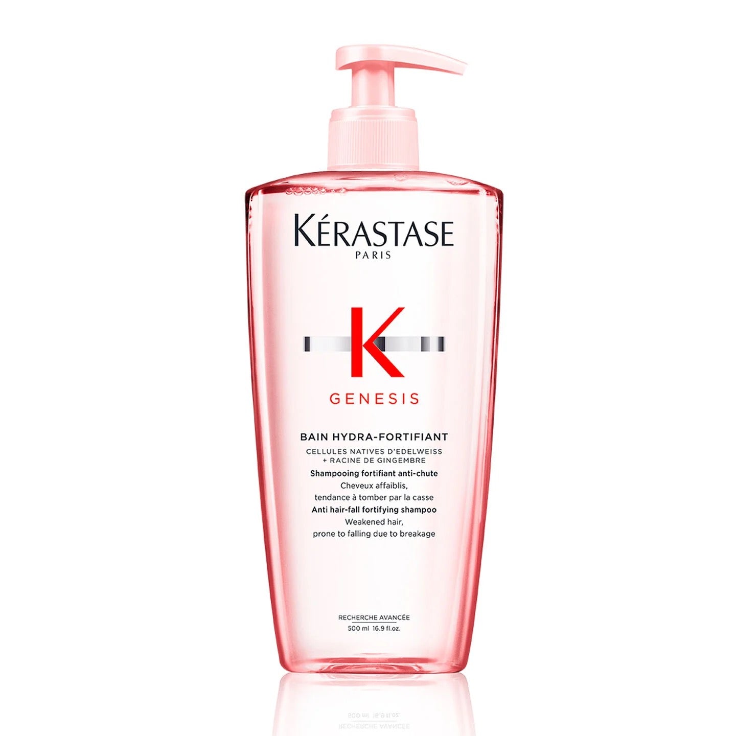 Kérastase Genesis Bain Hydra-Fortifiant Shampoo 500ml bottle for weakened normal to oily hair