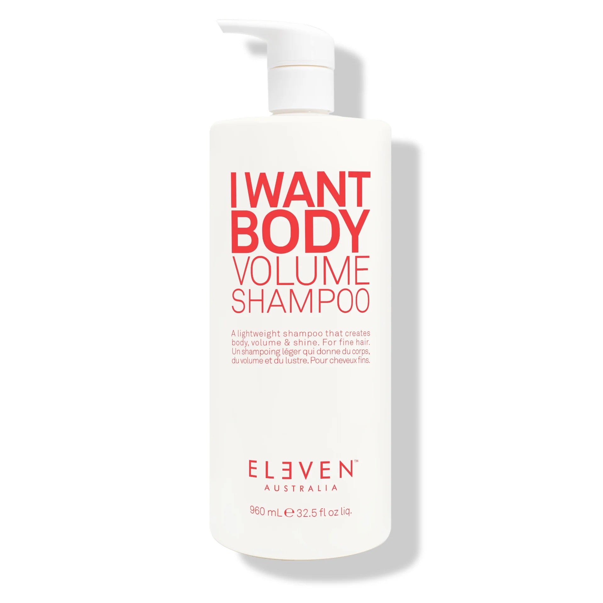 ELEVEN Australia I Want Body Volume Shampoo bottle for fine, flat hair and lightweight volume I litre