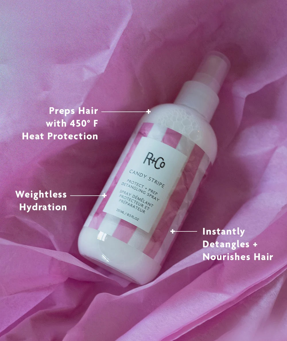 CANDY STRIPE Protect + Prep Detangling Spray by R+Co