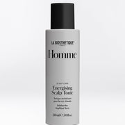 A 150ml bottle of La Biothétique Paris Homme Energising Scalp Tonic, featuring a matte light gray bottle and a black cap, set against a clean white background.