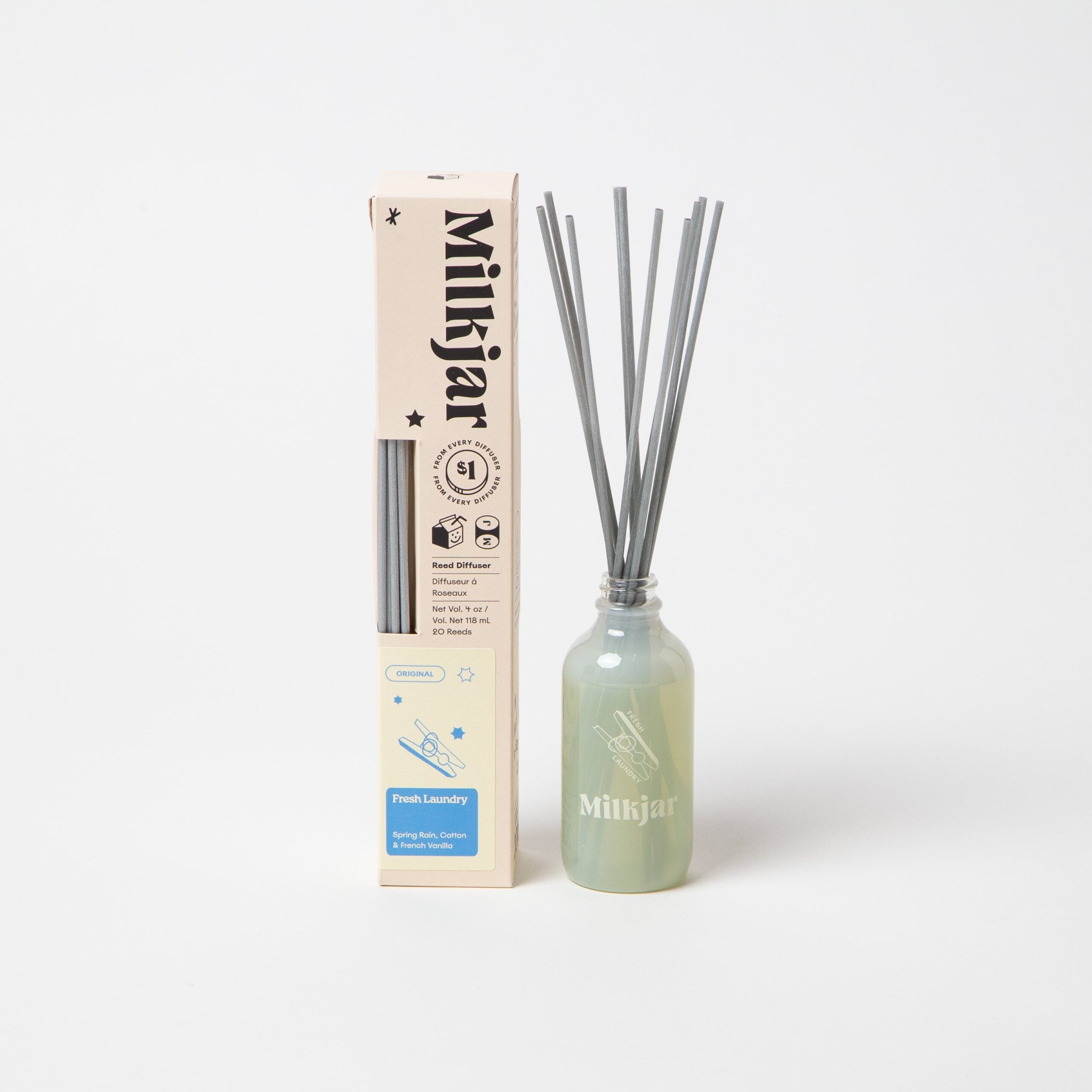 FRESH LAUNDRY 4oz DIFFUSER by MILK JAR CANDLE CO.