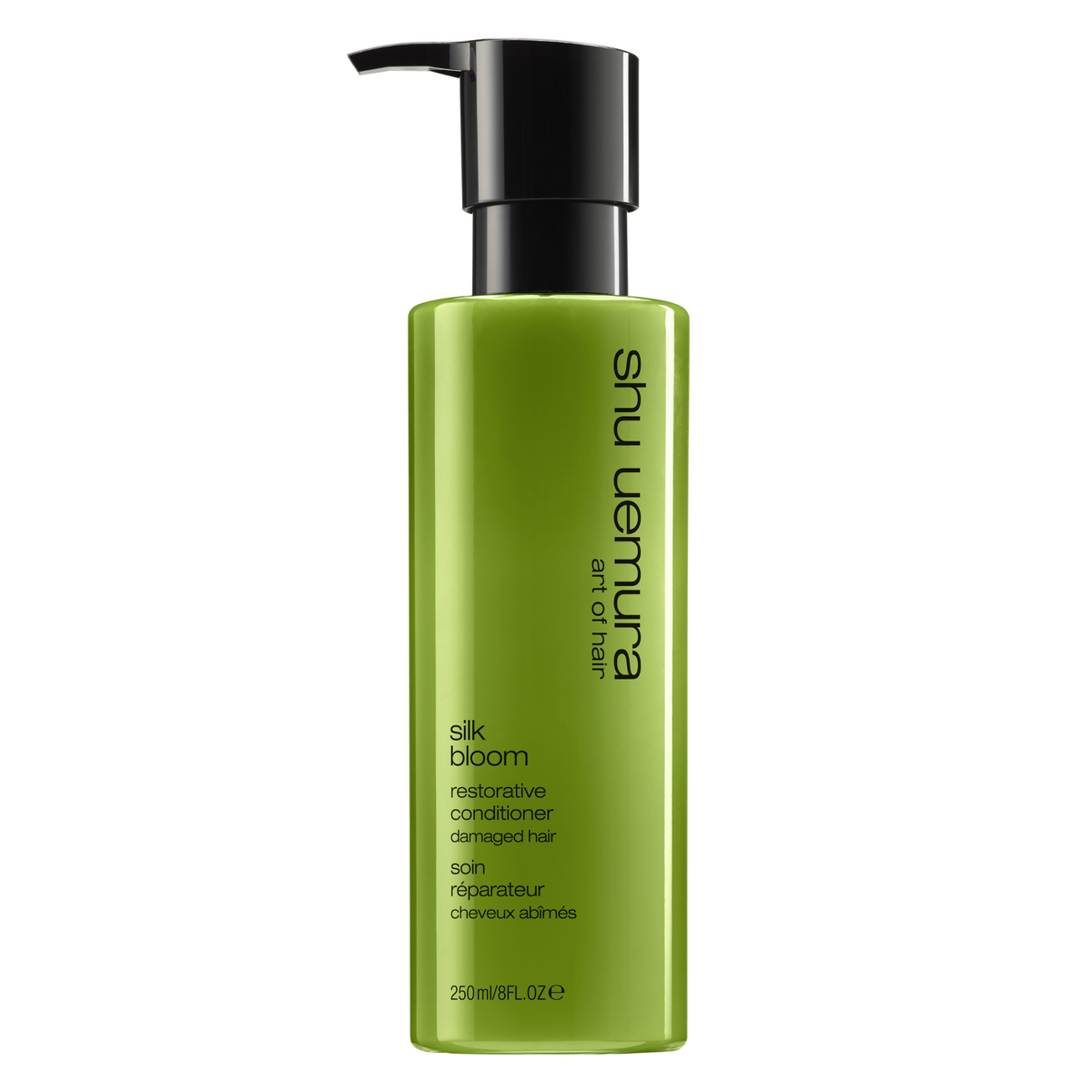 Shu Uemura silk bloom conditioner bottle on a white background