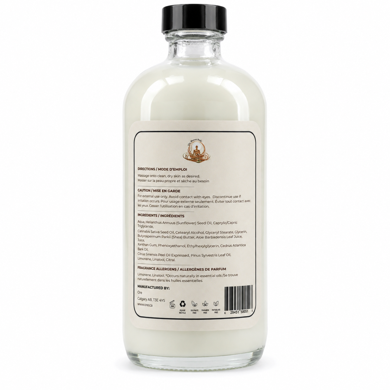 The Woven Body FALL Body Lotion in Cedarwood, Orange & Pine Clean Product glass pump bottle, made in Calgary, Alberta"