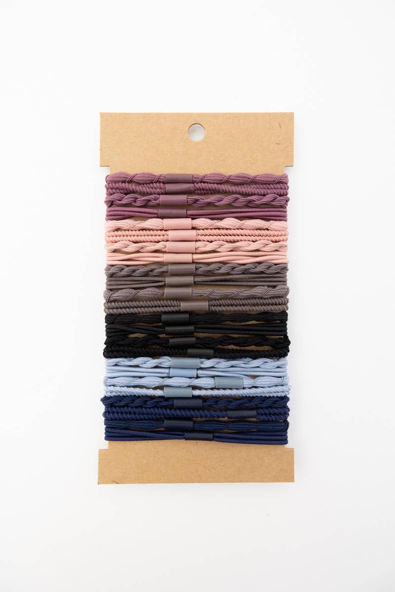 Solid Hues Twisted Stackable Hair Tie Bracelet Set | Multi-Colored
