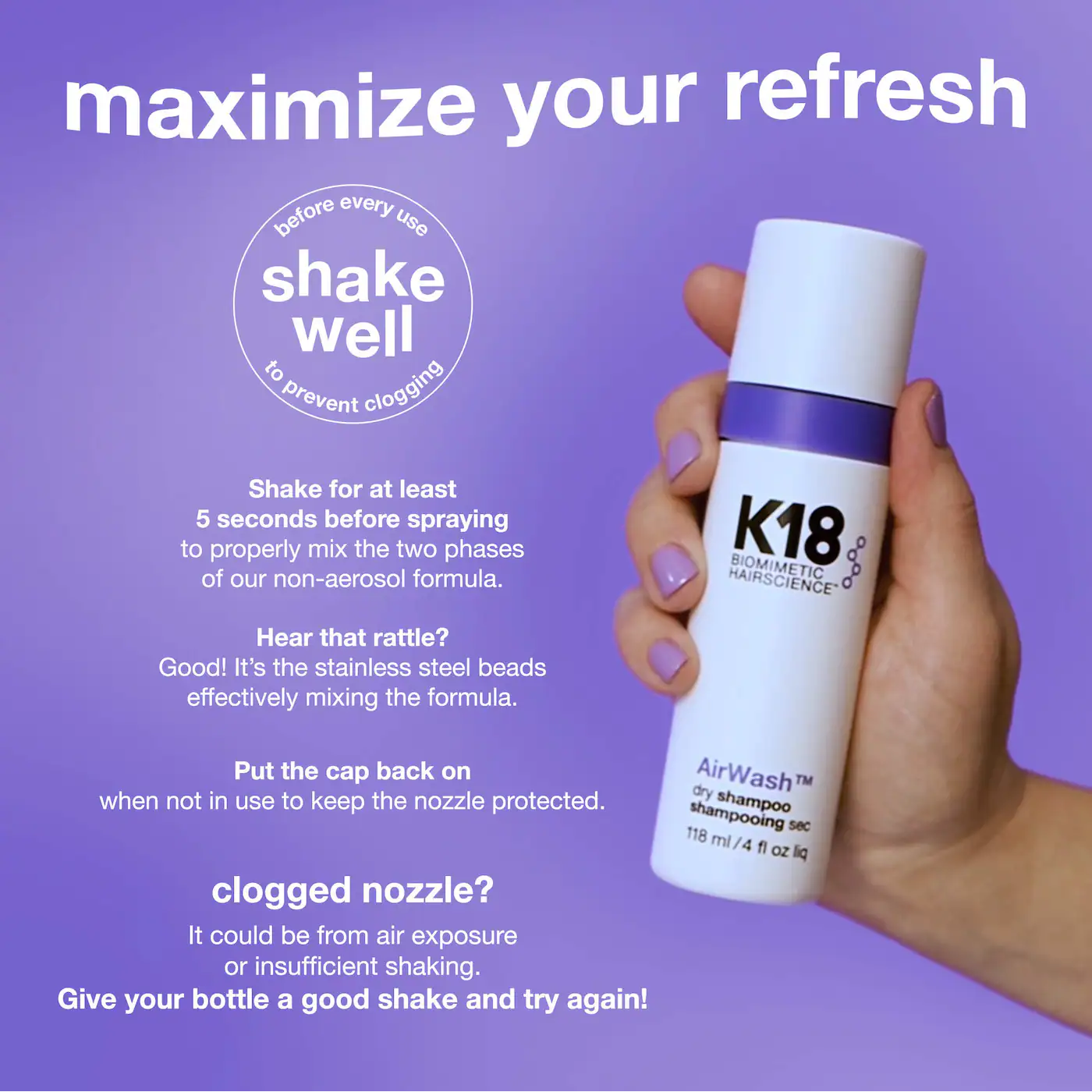 AirWash™ Dry Shampoo by K18 Biomimetic Hairscience