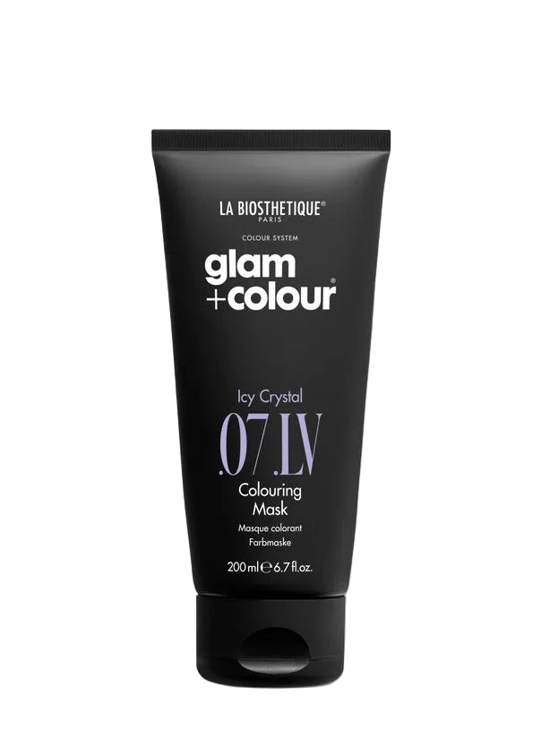 Black tube of La Biosthetique Glam Colour Colouring Mask on a white background