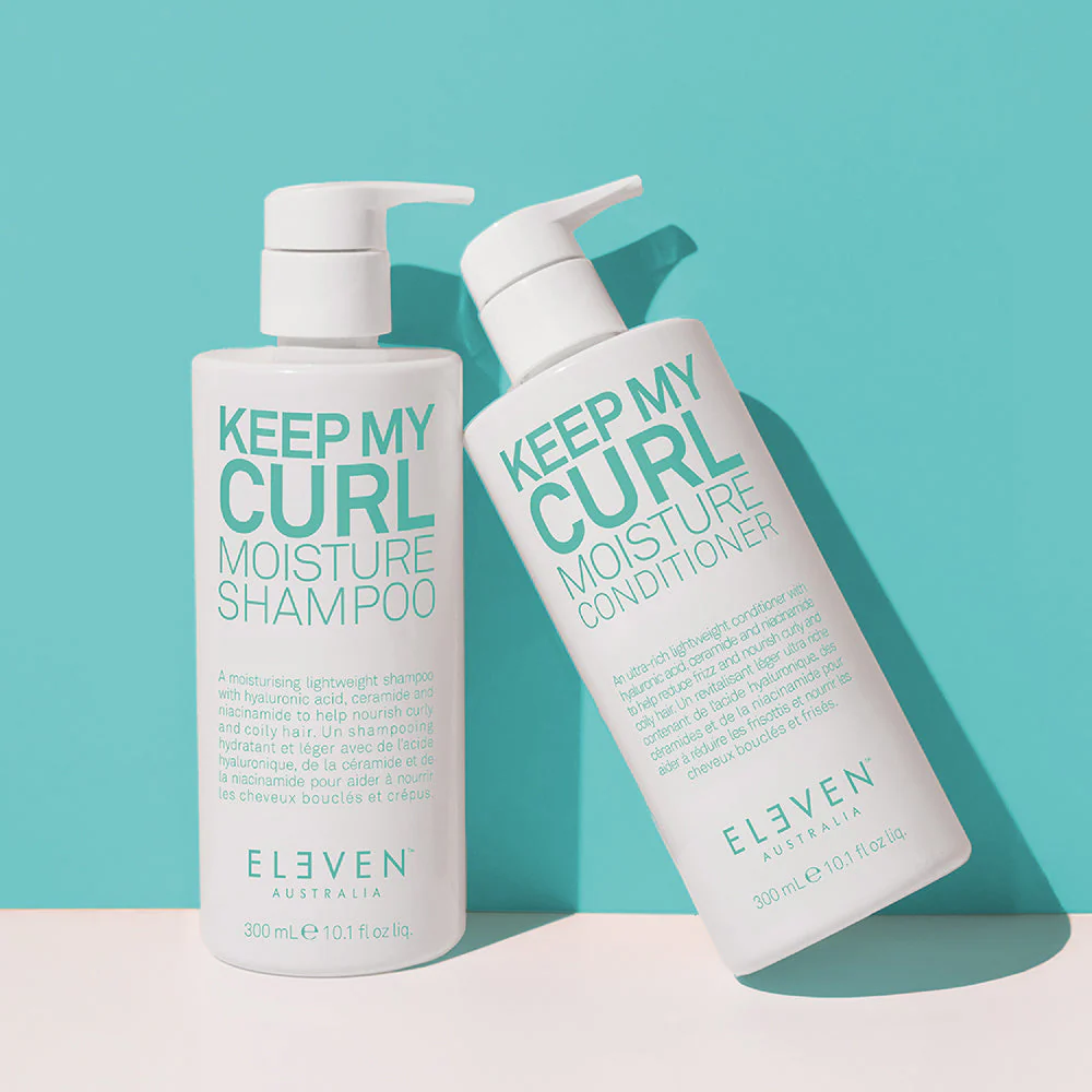 ELEVEN Australia Keep My Curl Moisture Shampoo and Conditioner for curly frizzy hair in Canada at Curious Salons 