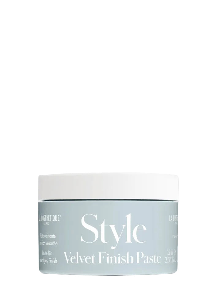 Jar of 'Style Velvet Finish Paste' on a white background