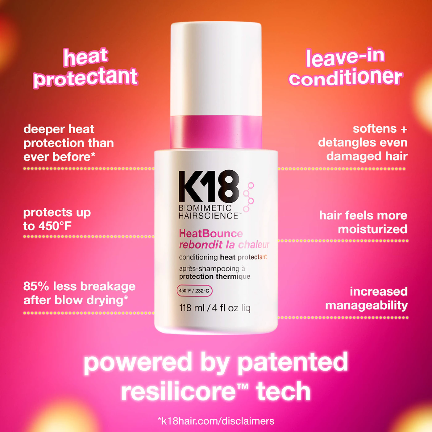 HeatBounce™ Leave-In Conditioner Heat Protectant by K18 Biomimetic Hairscience