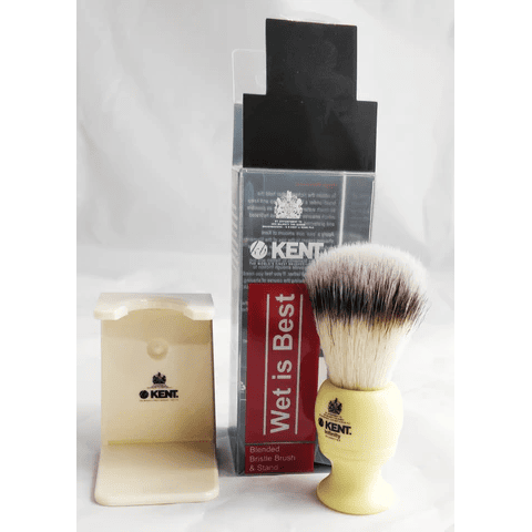 2pc Shaving Set, Blended Bristle Brush & Stand, Acrylic Cream by Kent